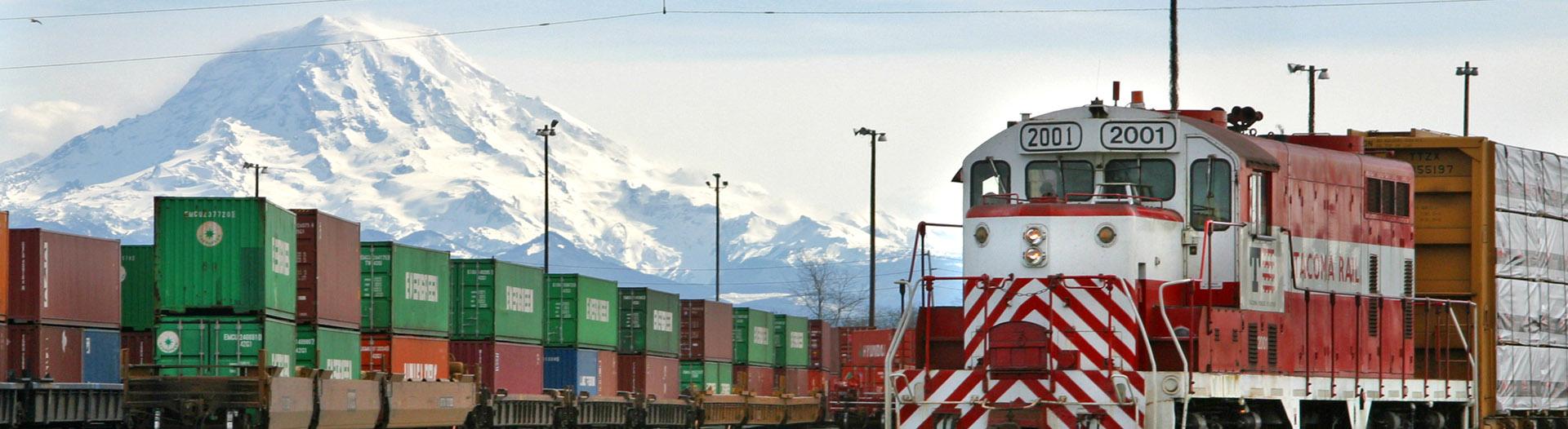 Tacoma Rail in front of Rainier