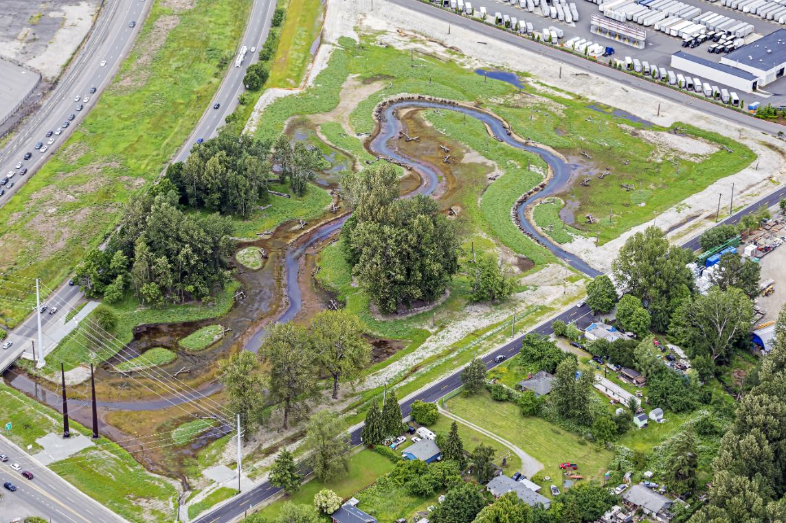 Aerial view of Wapato Creek 